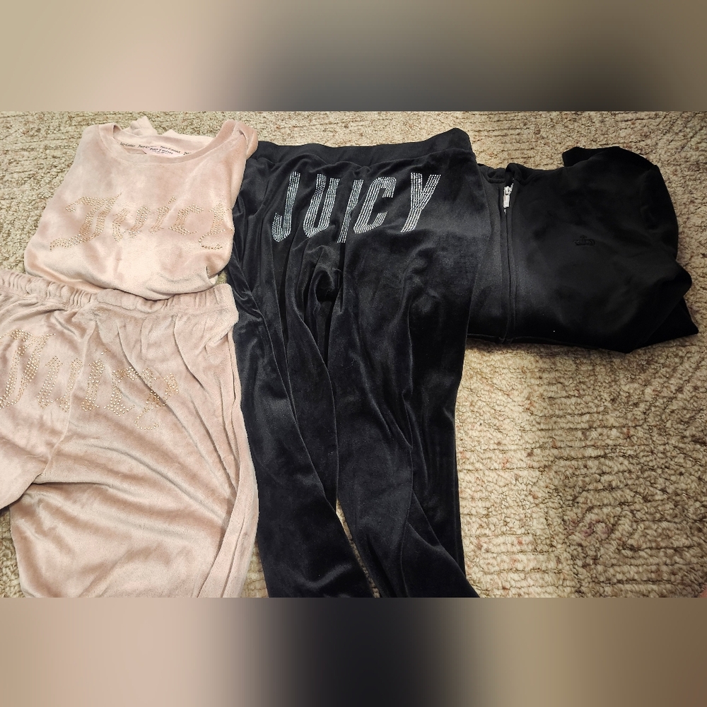 Juicy By Juicy Couture Black Track Suit Xs and Pink Juicy Pjs Size Small